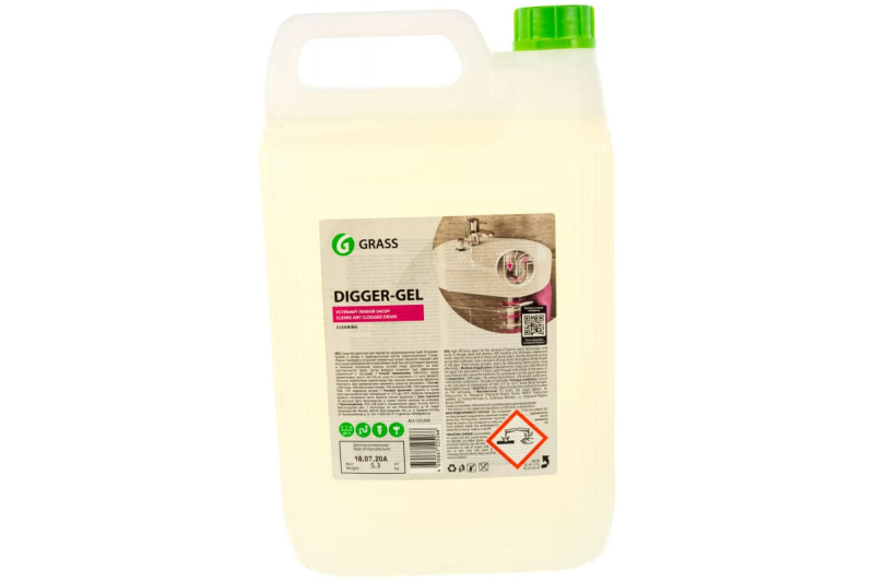 Средство щелочное для прочистки канализационных труб DIGGER-GEL (канистра 5,3кг)