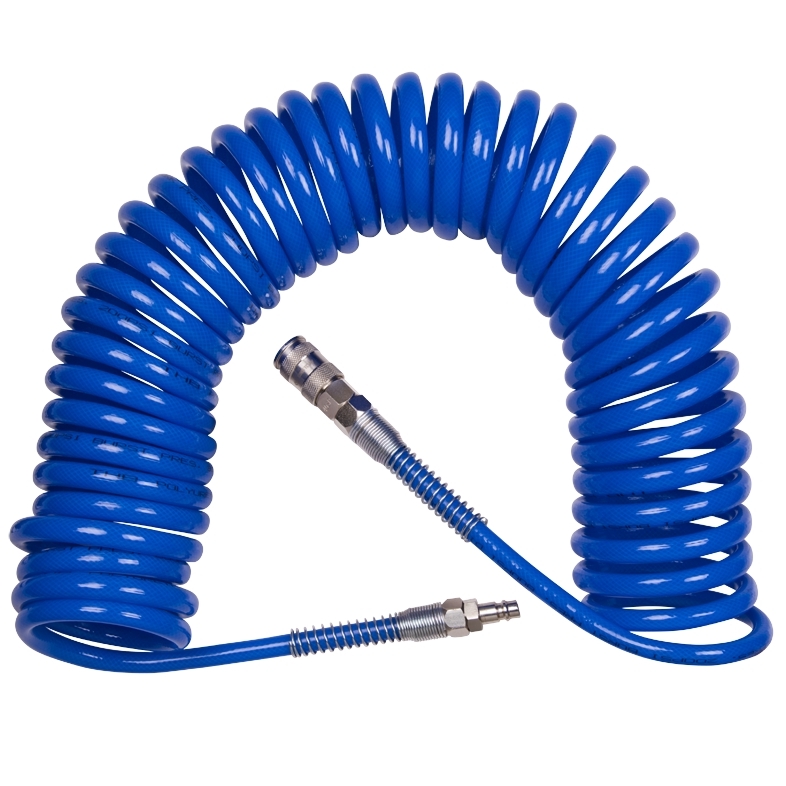 KING TONY Шланг пневматический спиральный 8х12 мм, 10 м, полиуретановый, фитинги 79962-10