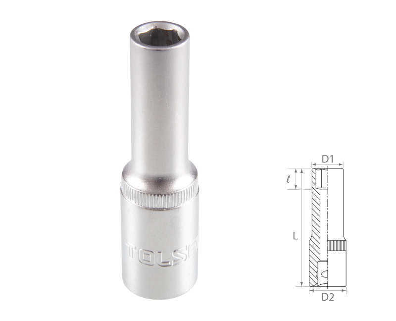 TOLSEN Головка торцевая глубокая шестигранная 1/2", 8 мм